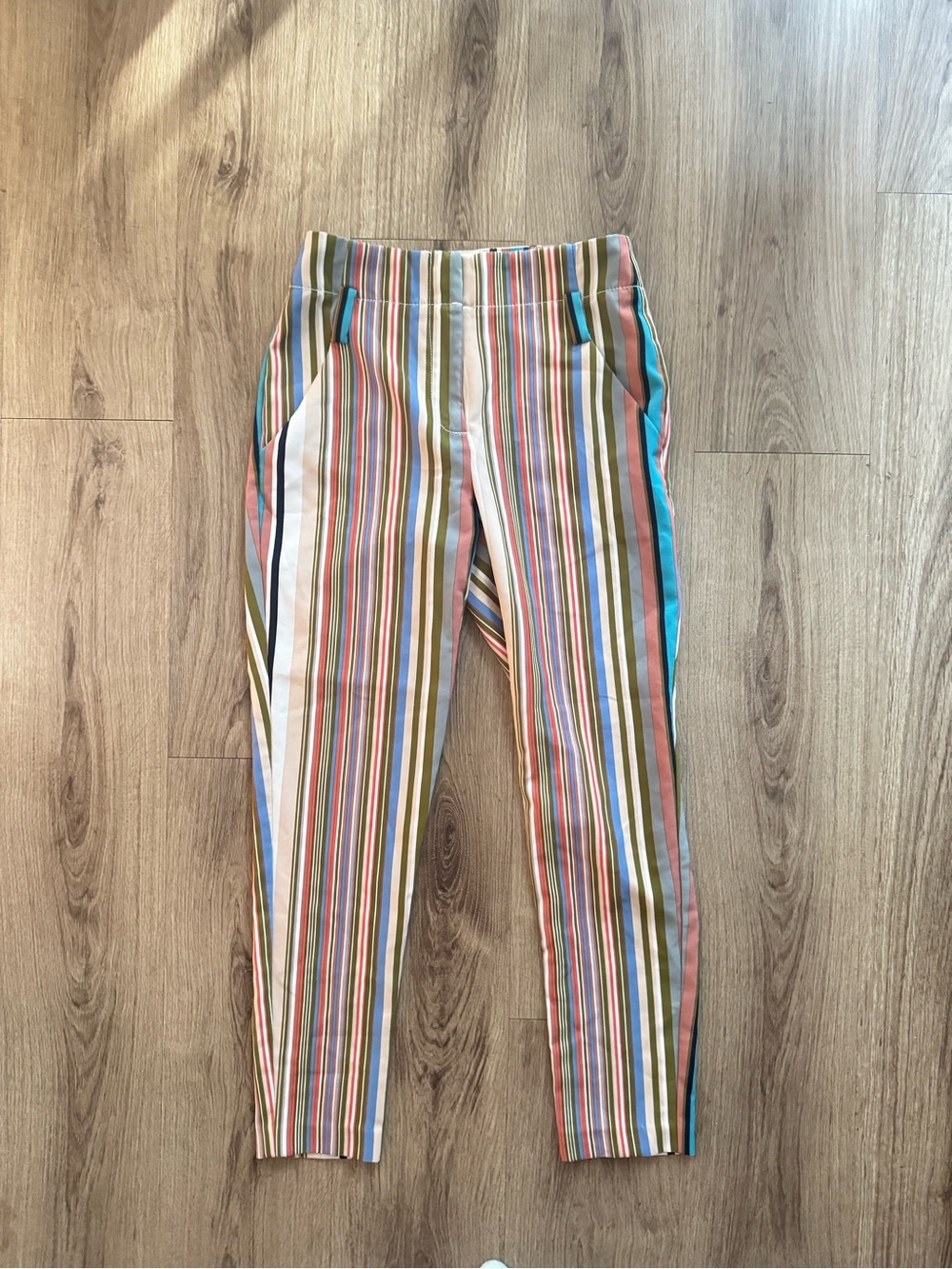 NY&Co 7th Avenue Retro 70s Multicolor Striped Slim Ankle Pants Size 0